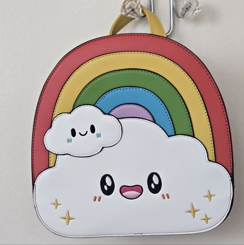 Squishable Rainbow Smiley Cloud Dome Backpack NWT… - image 1